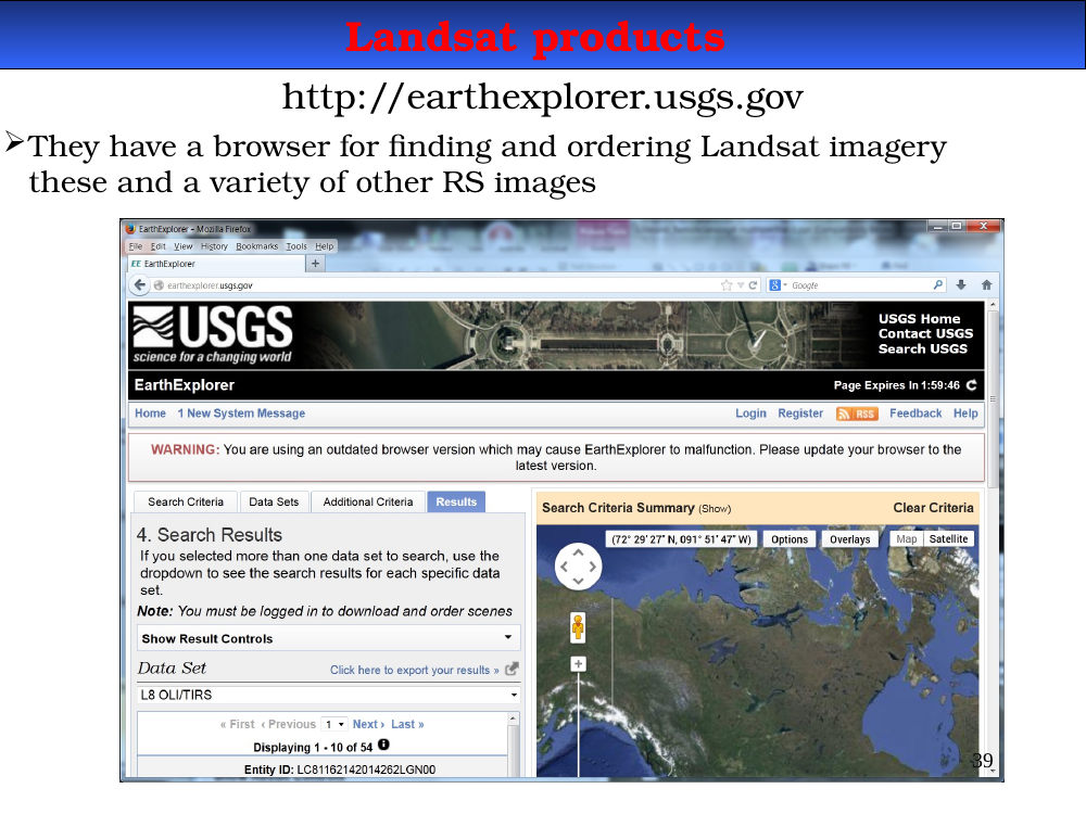 EarthExplorer screenshot