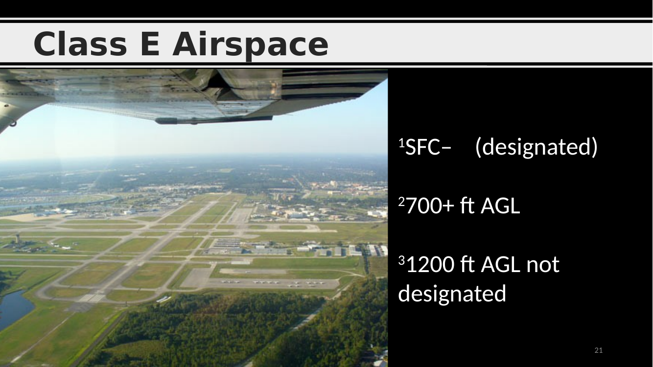 Class E airspace — three common variants