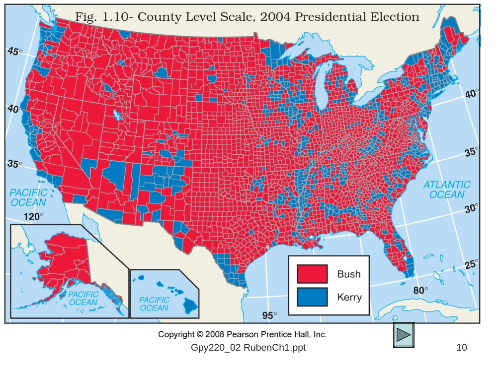County-level scale — same 2004 election